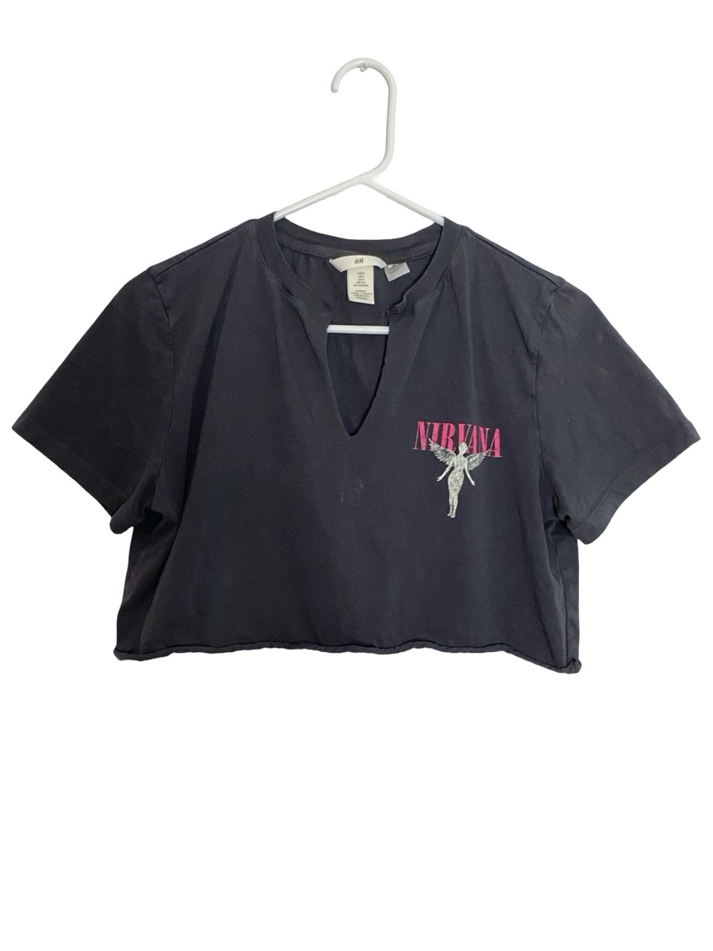Nirvana Band Tee Tshirt Crop Top Womens Size XS Small Chest 18 Length 15